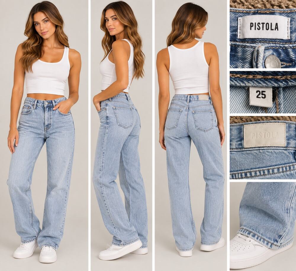 Pistola Light Wash High-Rise Straight Leg Jeans – Size 25